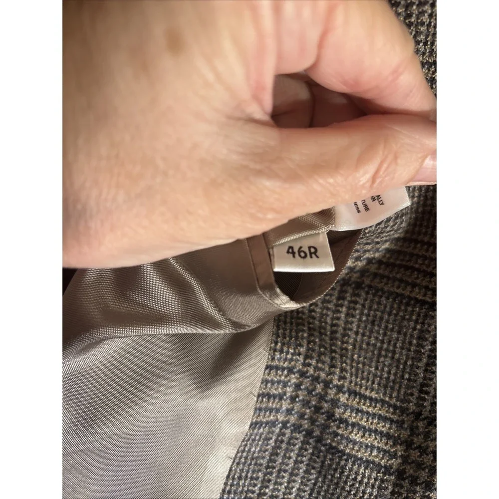 Hart Schaffer Marx Wool Plaid Suit Jacket‎ Sz 46 Regular
